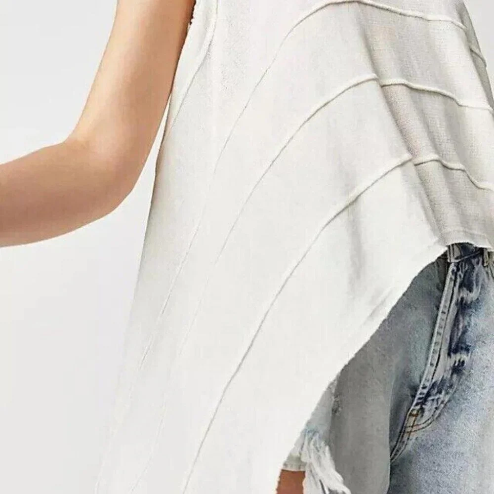Free People We The Free Zelena Tank Blouse Top Hi Low Cotton Oversized S
